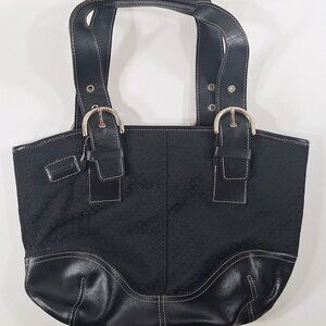 Coach U0J6346 Vintage Soho Black Signature Jacquard Shoulder Bag Purse